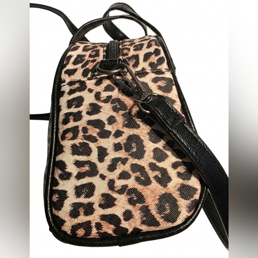Ed Hardy Tattoo Cheetah Print Handbag Eternal Love Bag Vegan Material Skulls NWT - Picture 9 of 15